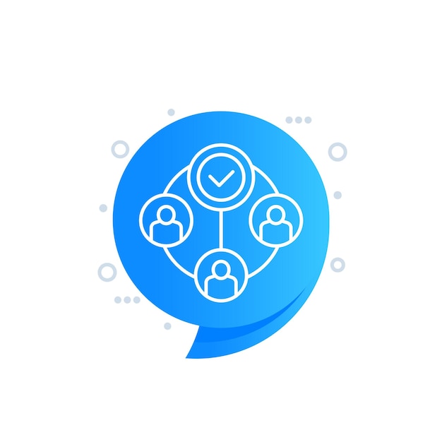 Collective effort team work and collaboration line vector icon