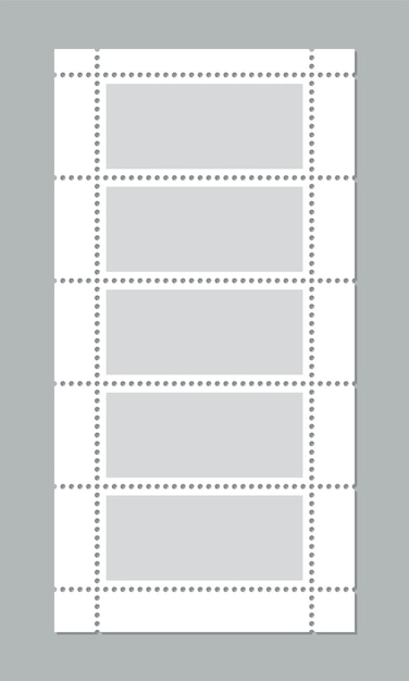 Collector post stamp template Empty sale coupons set with perforated borders Postal stickers