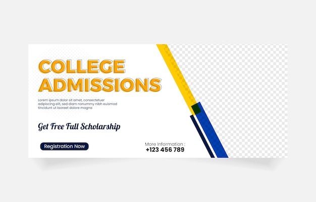 Vector college admission banner template vector design