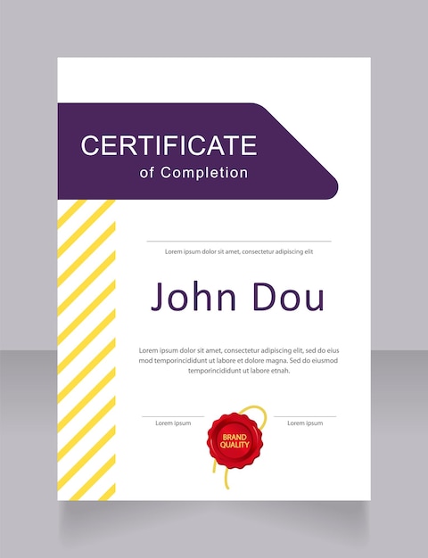 College completion certificate design template