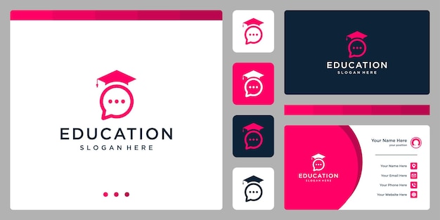 College, Graduate, Campus, Education logo design. and chat logos. Business card