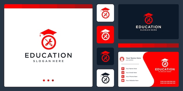 College, Graduate, Campus, Education logo design. and equipment logos. Business card