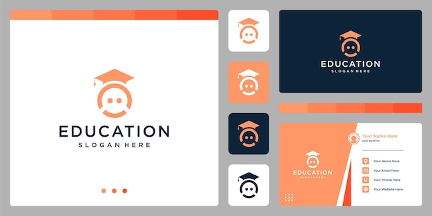 College, Graduate, Campus, Education logo design. and smile logos. Business card