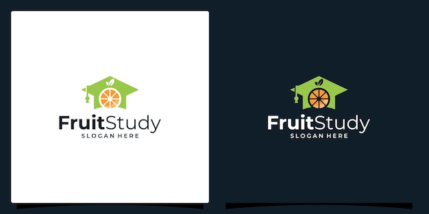 College Graduate cap Campus Education logo design and orange fruits logo vector illustration graphic design