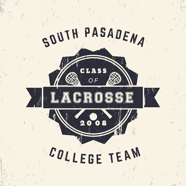 College Lacrosse Team vintage grunge emblem