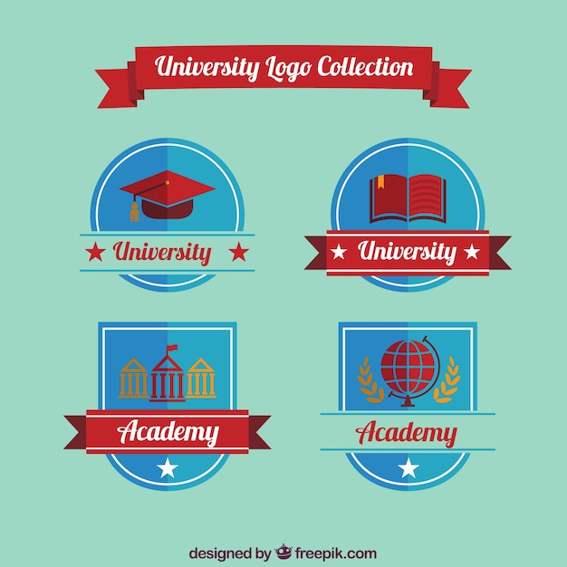 College logos set in flat design