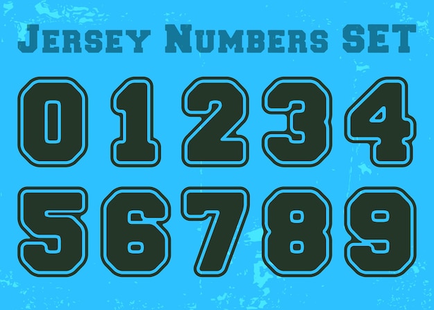 College number set Jersey sport numbers bundle Vector illustration