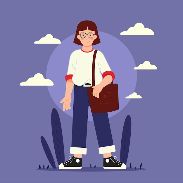 College Student Character Concept Vector Illustration