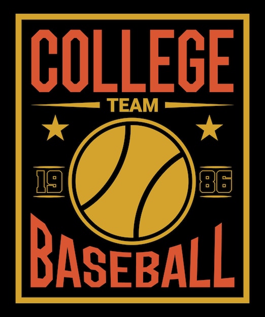 College Team 1986 Baseball Vector T-Shirt Design Template