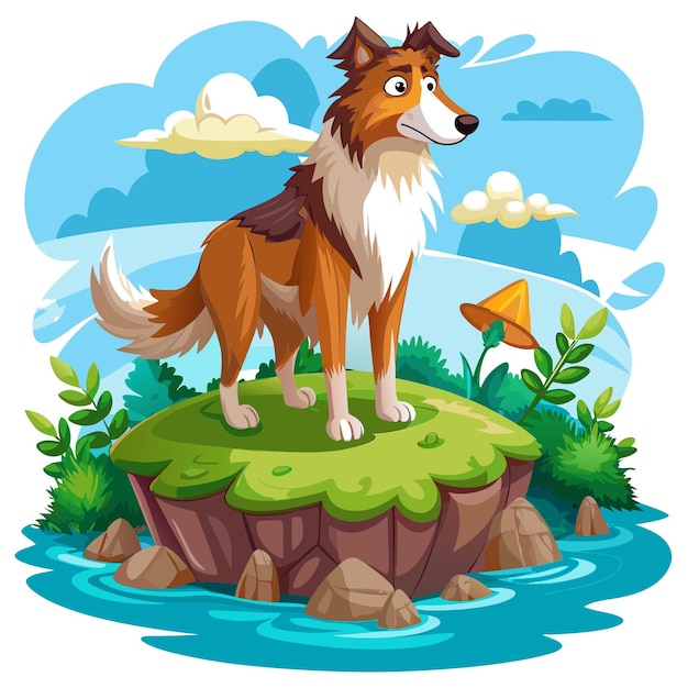 Collie dog rejected lies island vector