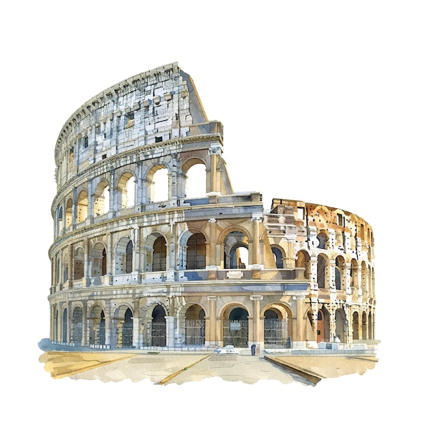 colloseum vector illustration in watercolour style