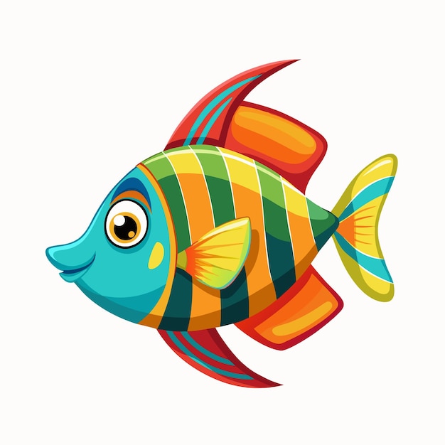 colofrul tropical fish cartoon style on white background