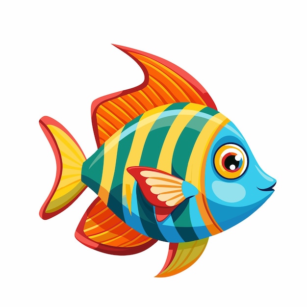 colofrul tropical fish cartoon style on white background