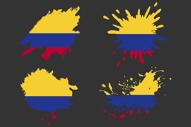 Colombia flag brush splash vector set country logo asset paint grunge illustration concept