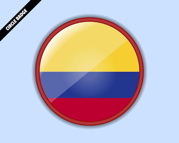 Colombia flag circle badge vector design rounded sign with reflection