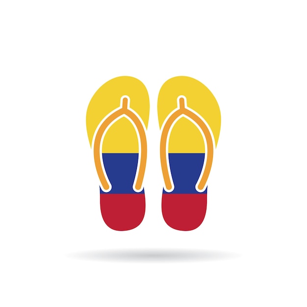 Colombia flag flip flop sandals icon on a white background