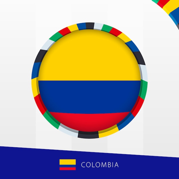 Vector colombia flag with colorful circle border