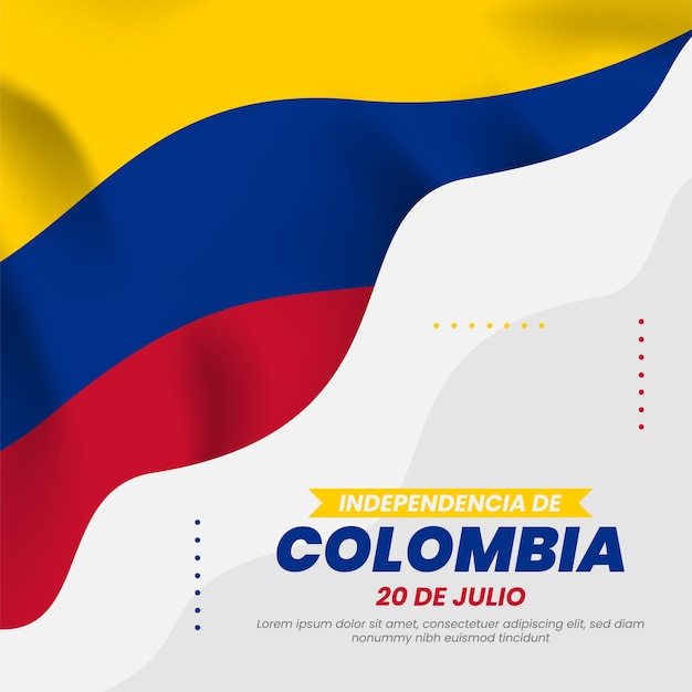 Vector colombia independence day social media post templates background illustration with flag