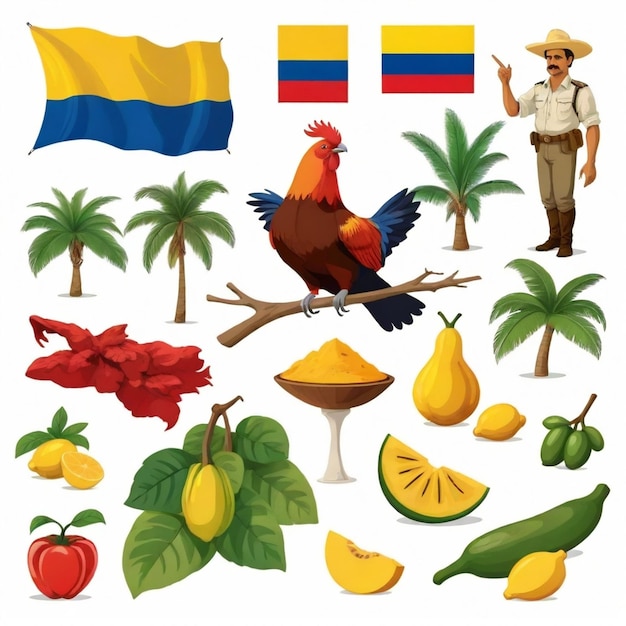 Vector colombia vector set white background isolated a high quality