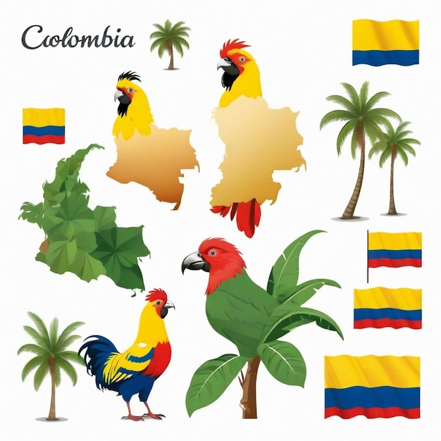 Vector colombia vector set white background isolated a high quality