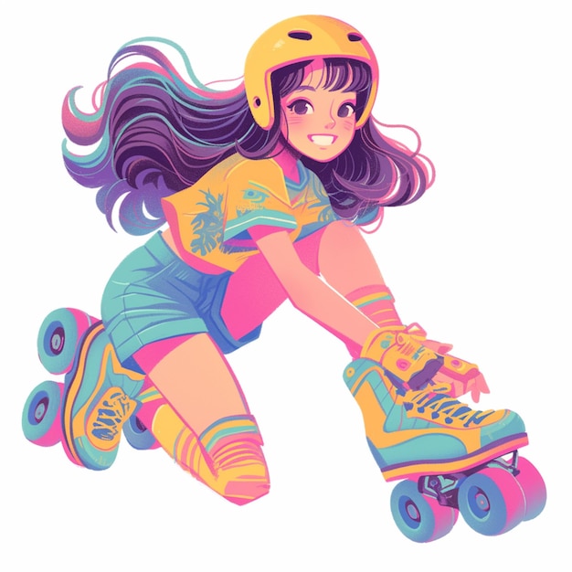 A Colombian woman is roller skating