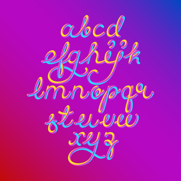 Color 3D alphabet font