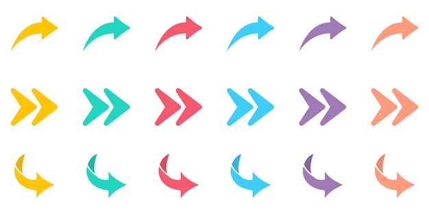 Color Arrow Digital Icon Set Right Next Share Link Back Forward Symbol