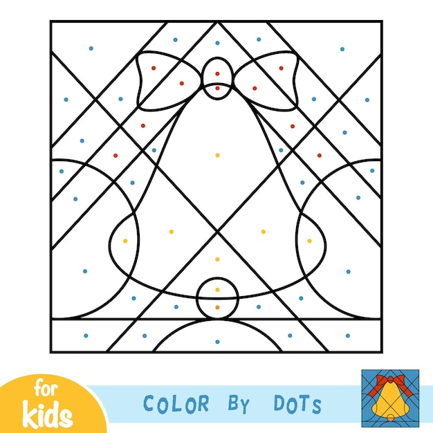 Color by dots, education game for children, Christmas bell