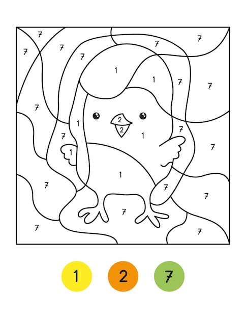 Color by number coloring pages vector, color by code for kids