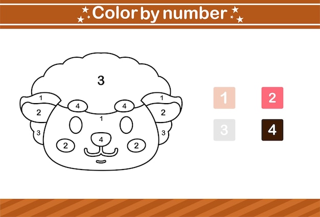 Color by number of cute animalEducational game suitable for kids and preschool