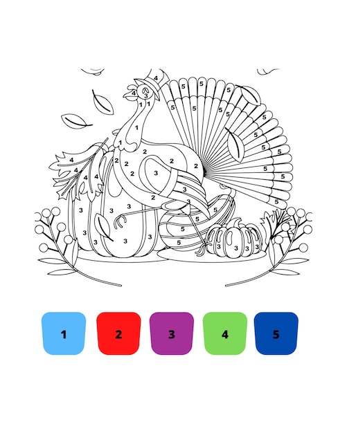 Color by Number Thanksgiving Coloring Pages Thanksgiving Color by Number Page for Kids