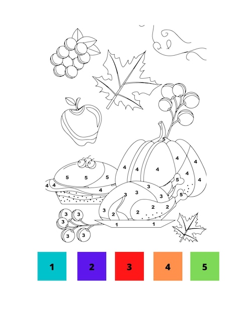 Color by Number Thanksgiving Coloring Pages Thanksgiving Color by Number Page for Kids