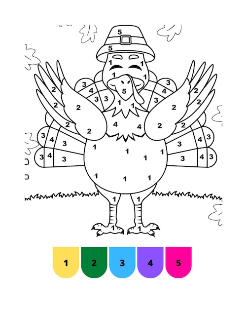 Vector color by number thanksgiving coloring pages thanksgiving color by number page for kids