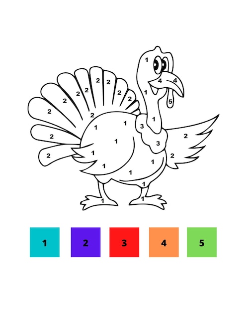 Vector color by number thanksgiving coloring pages thanksgiving color by number page for kids