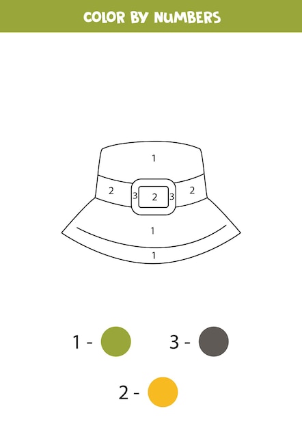 Color camping hat by numbers Worksheet for kids