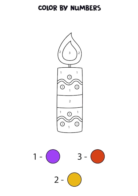 Color candle by numbers Worksheet for kids