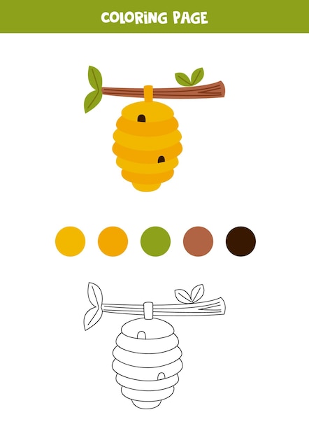 Color cartoon beehive Worksheet for preschool kids