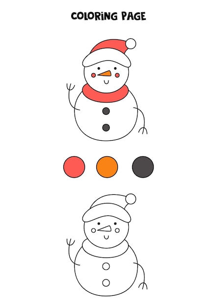 Vector color cartoon christmas snowman. worksheet for kids.