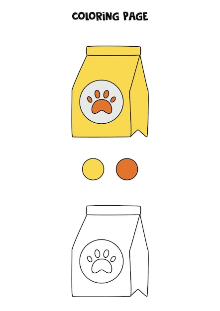 Color cartoon dog food Worksheet for kids