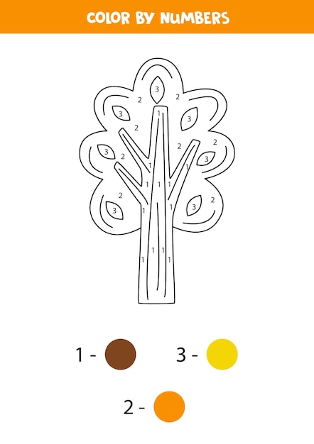 Color cartoon tree by numbers Worksheet for kids