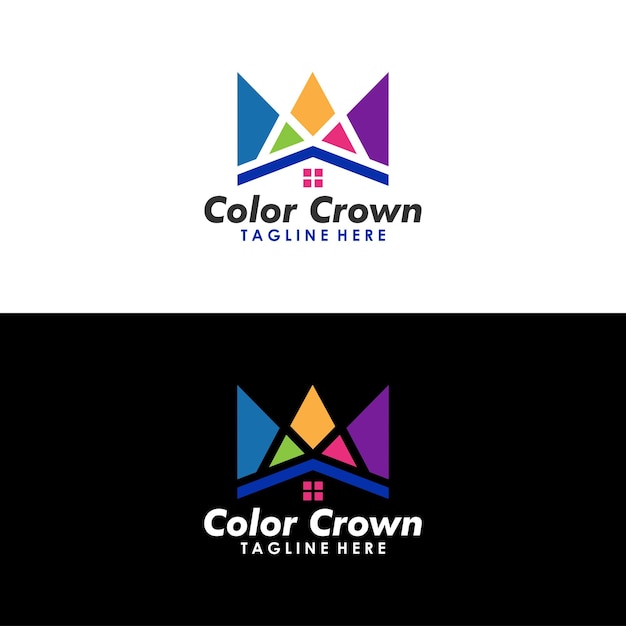 Color crown logo icon vector isolated