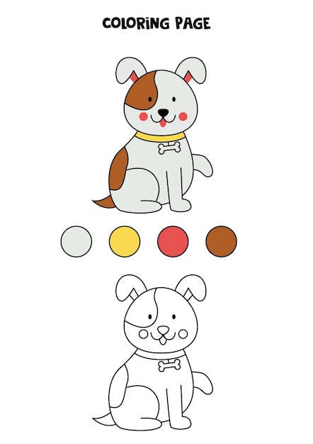 Color cute brown dog Worksheet for kids