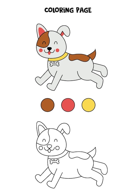 Color cute brown dog Worksheet for kids