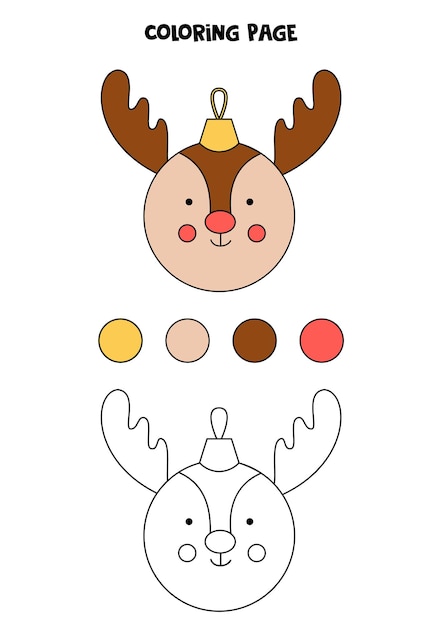 Color cute cartoon Christmas ball. Worksheet for kids.