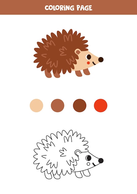 Color cute cartoon hedgehog Worksheet for kids