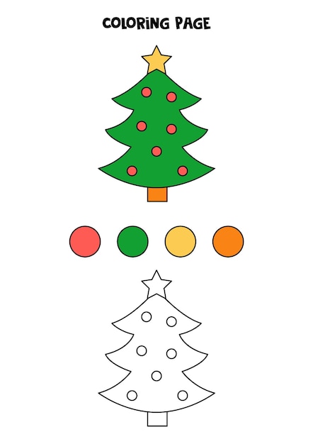 Color cute cartoon tree. Worksheet for kids.