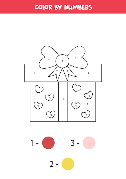 Color cute cartoon valentine gift by numbers