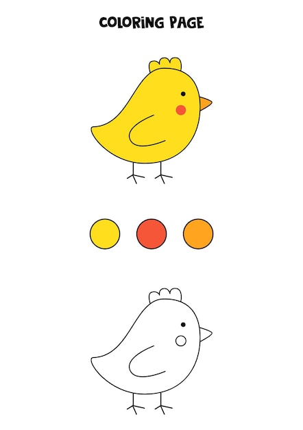 Color cute Easter chicken. Worksheet for kids.