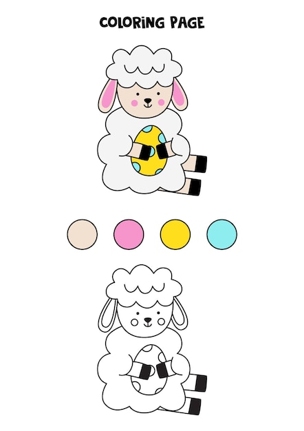 Color cute Easter sheep Worksheet for kids