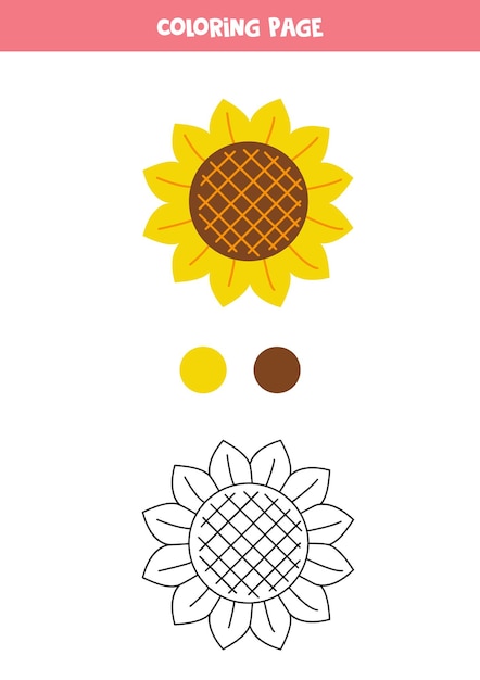 Color cute sunflower Worksheet for preschool kids